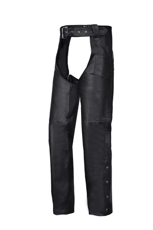 MotoArt Men Black Advanced Dual Comfort Leather Chaps - MotoArtLeather