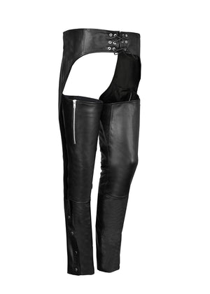 MotoArt Women Black Advanced Dual Comfort Leather Chaps - MotoArtLeather