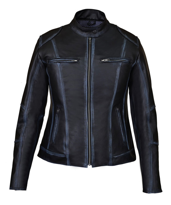 MotoArt Women Sassy Leather Jacket w/ Armor Protection - MotoArtLeather