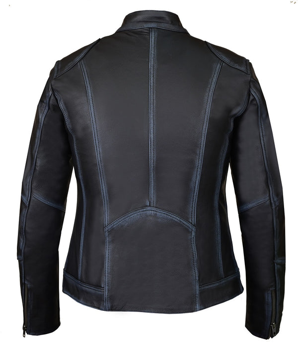 MotoArt Women Sassy Leather Jacket w/ Armor Protection - MotoArtLeather
