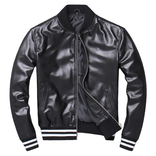 Mens Kev Genuine Real Leather Bomber Jacket