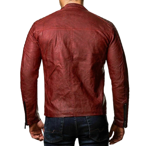 Mens Dave Shoulder Patch Work Genuine Lambskin Leather Jacket