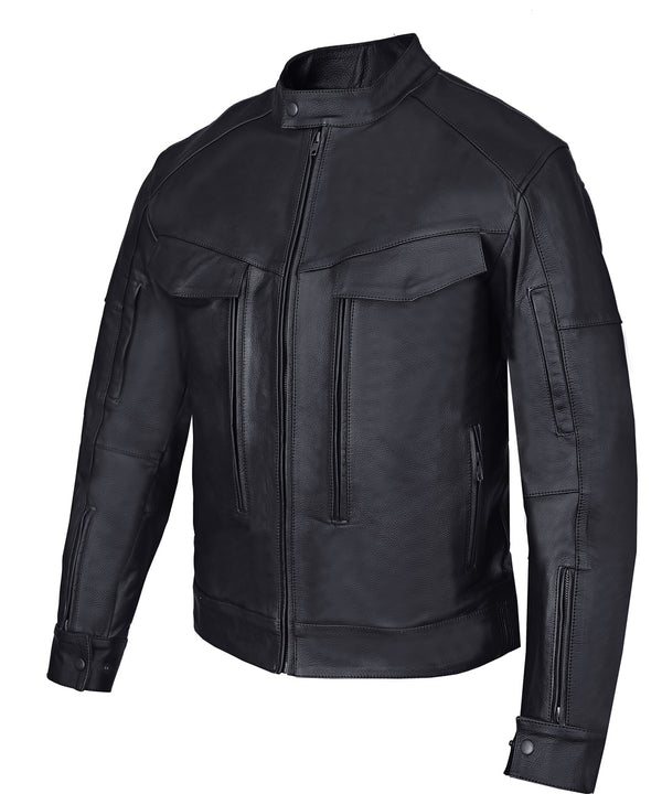 MotoArt Mens Outlaw Motorcycle Cruiser Jacket w/ Armor Protection - MotoArtLeather