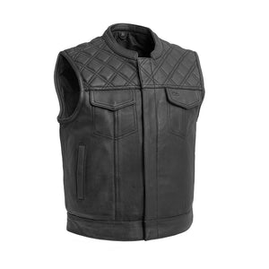 MotoArt Men's Trendy Black Stitched Cowhide Leather Vest - MotoArtLeather