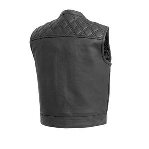 MotoArt Men's Trendy Black Stitched Cowhide Leather Vest - MotoArtLeather