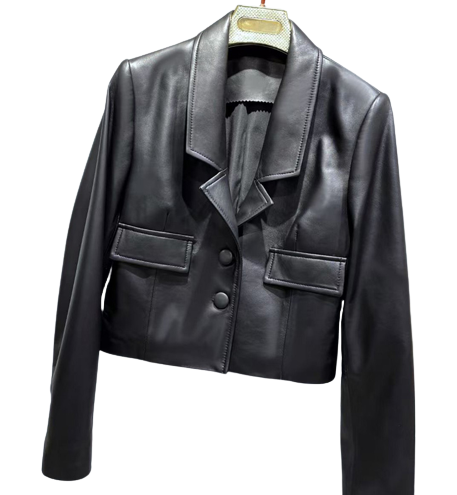 Womens Vikkie Genuine Lambskin Leather Short Jacket