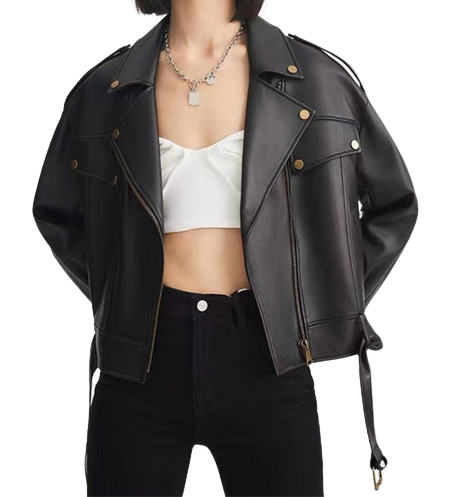 Womens Tasha Genuine Lambskin Biker Leather Jacket