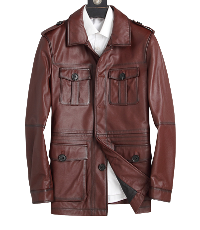 Mens Lamont Front Pocket Genuine Lambskin Leather Coat