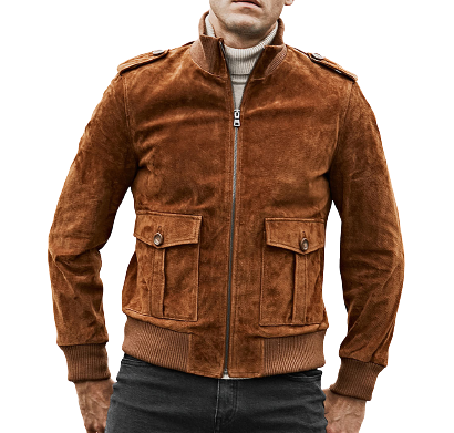 Mens Jabez Suede Leather Bomber Jacket