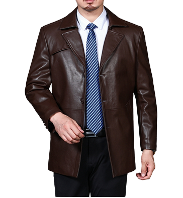 Mens King Front Button Genuine Lambskin Leather Blazer