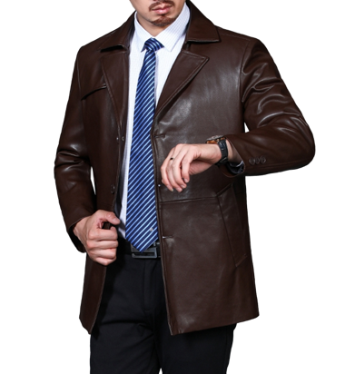 Mens King Front Button Genuine Lambskin Leather Blazer