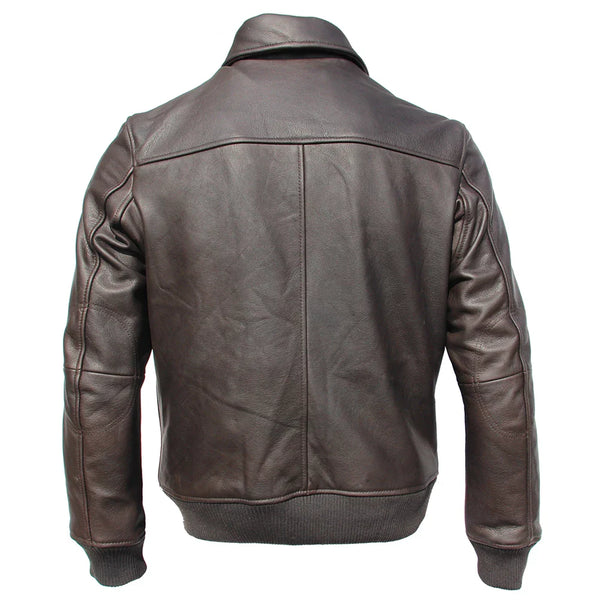 Mens Doug A2 Flight Aviator Cowhide Leather Brown Bomber Jacket