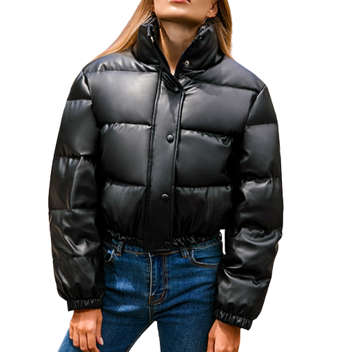 Womens Betty Genuine Lambskin Leather Puffer Jacket