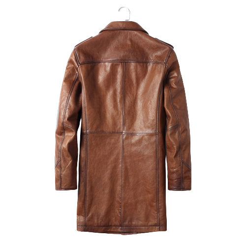 Mens Kreon Front Button Genuine Lambskin Leather Coat