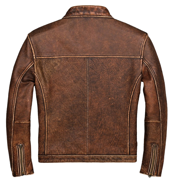 Mens Eric Moto Fit Genuine Cowhide Leather Jacket