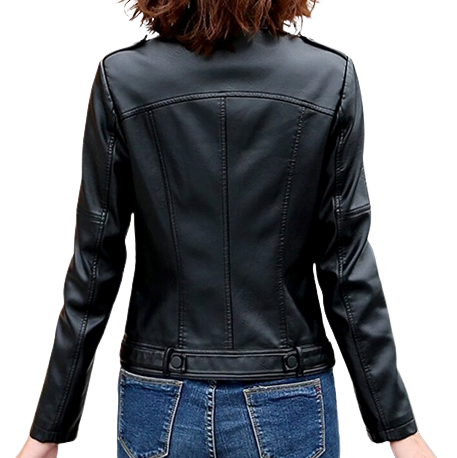 Womens Linda Genuine Lambskin Biker Leather Jacket