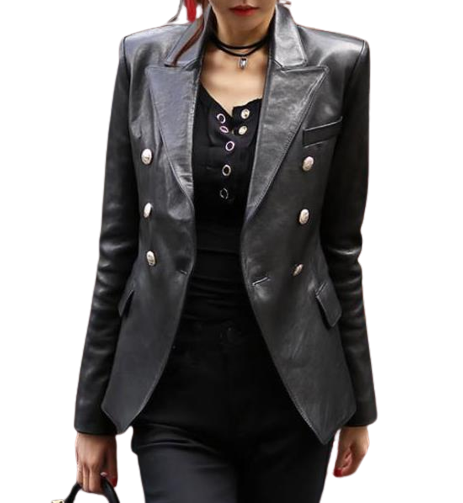 Womens Jenn Genuine Lambskin Leather Blazer