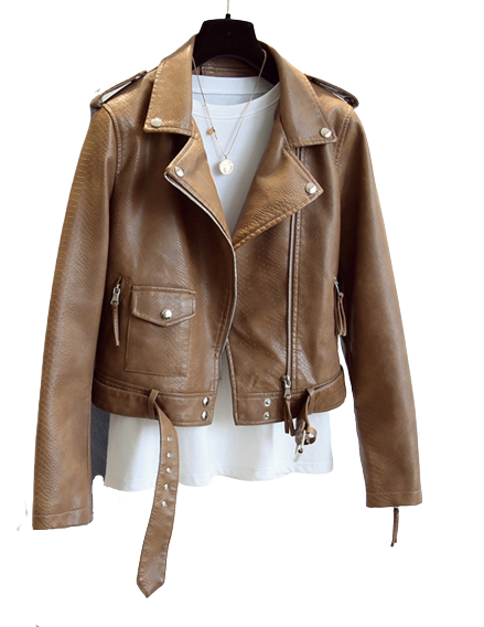 Womens Brenda Genuine Lambskin Biker Leather Jacket