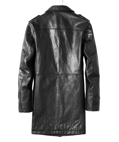 Mens Kreon Front Button Genuine Lambskin Leather Coat