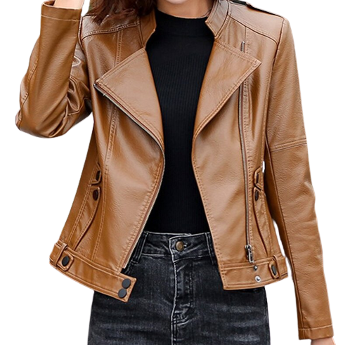 Womens Linda Genuine Lambskin Biker Leather Jacket