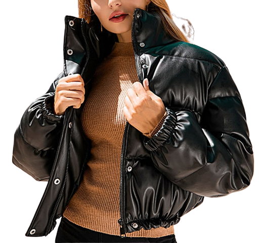 Womens Betty Genuine Lambskin Leather Puffer Jacket