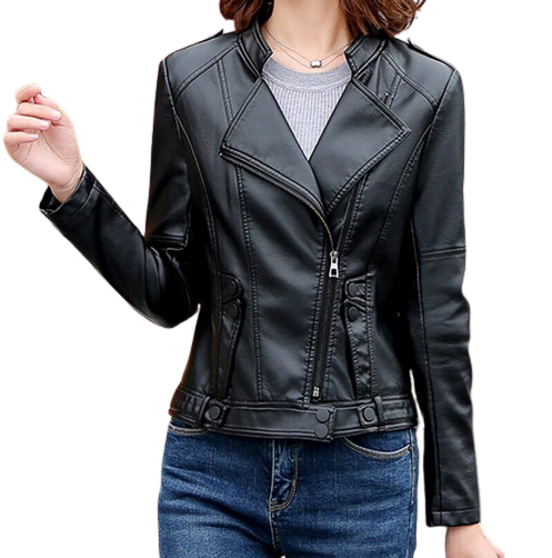 Womens Linda Genuine Lambskin Biker Leather Jacket