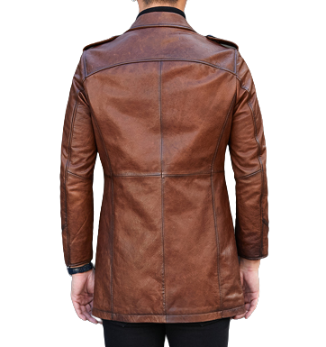 Mens Kreon Front Button Genuine Lambskin Leather Coat