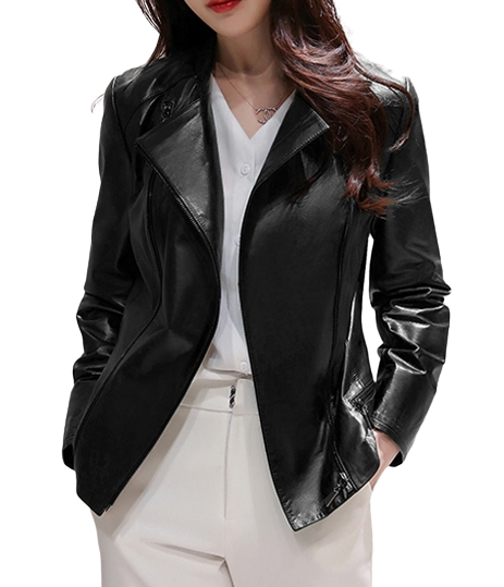 Womens Sharon Genuine Lambskin Biker Leather Jacket