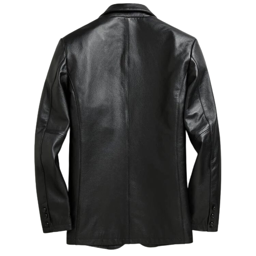 Mens Dan Front Button Leather Coat