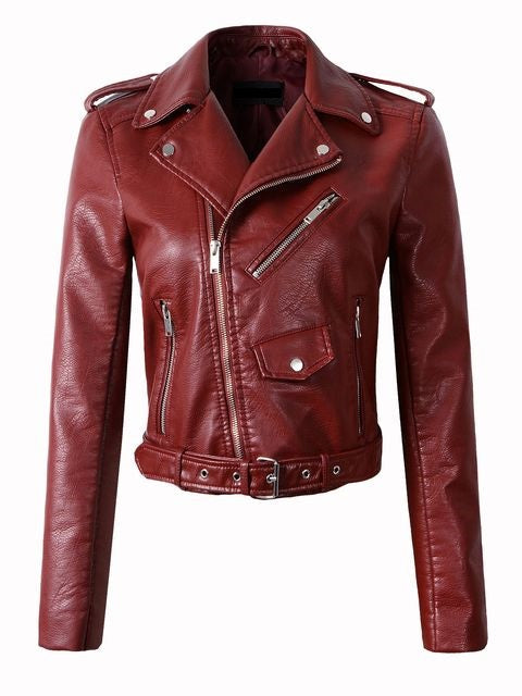 Womens Amy Genuine Lambskin Biker Leather Jacket