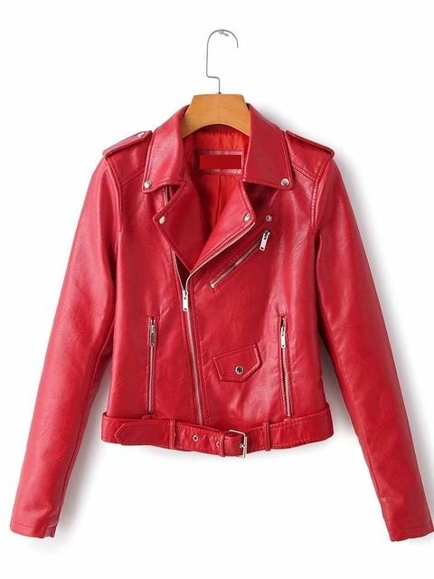 Womens Amy Genuine Lambskin Biker Leather Jacket