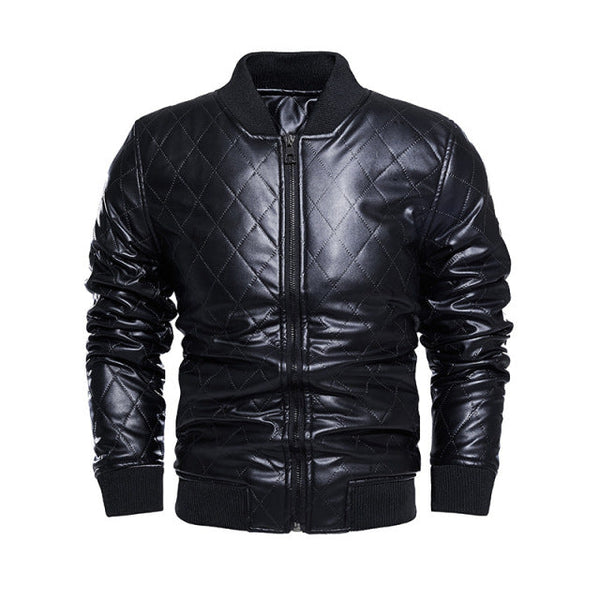 Mens Henry Quilted Genuine Lambskin Leather Bomber Jacket