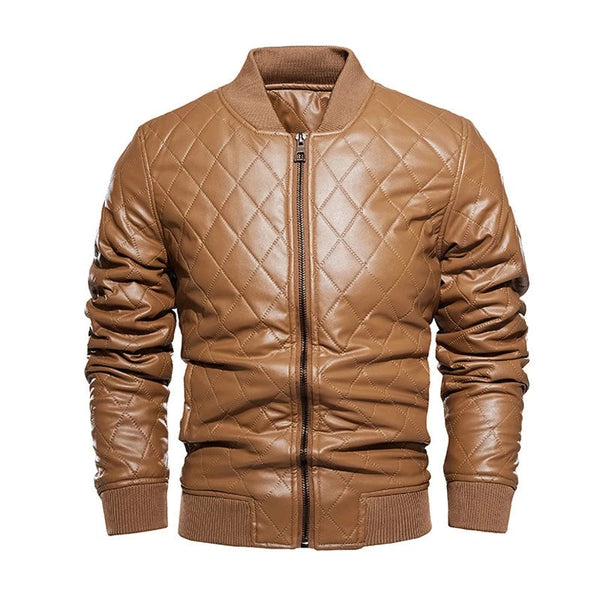 Mens Henry Quilted Genuine Lambskin Leather Bomber Jacket