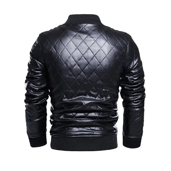 Mens Henry Quilted Genuine Lambskin Leather Bomber Jacket