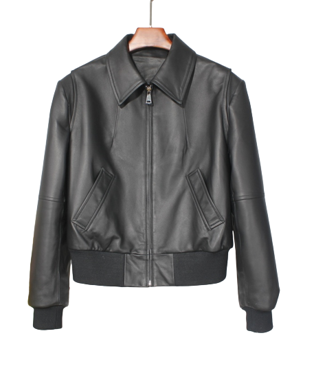 Womens Laura Genuine Lambskin Leather Bomber Jacket