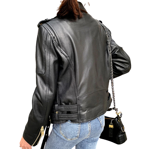 Womens Cynthia Genuine Lambskin Biker Leather Jacket