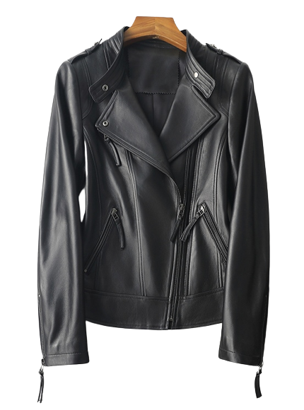 Womens Ruth Genuine Lambskin Biker Leather Jacket