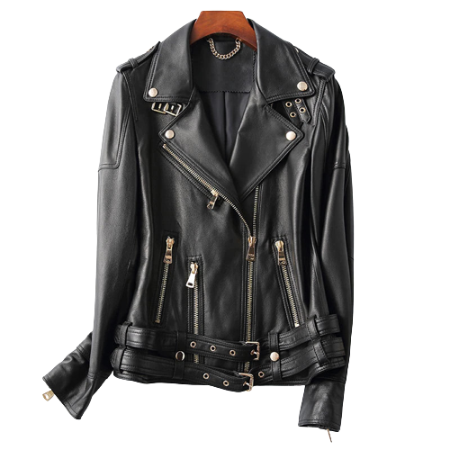 Womens Cynthia Genuine Lambskin Biker Leather Jacket