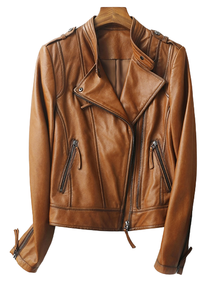 Womens Ruth Genuine Lambskin Biker Leather Jacket