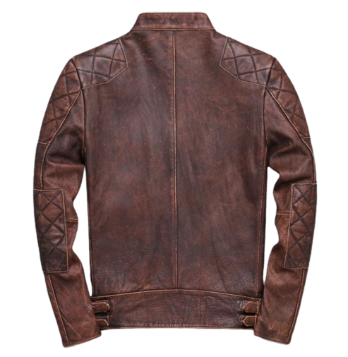 Mens Robert Red Brown Shoulder Patch Work Genuine Lambskin Leather Jacket