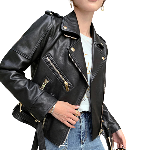 Womens Cynthia Genuine Lambskin Biker Leather Jacket