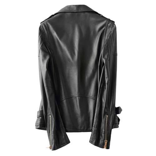 Womens Cynthia Genuine Lambskin Biker Leather Jacket