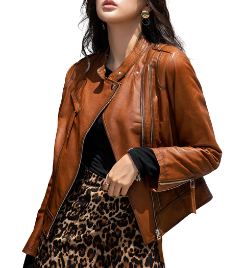 Womens Ruth Genuine Lambskin Biker Leather Jacket