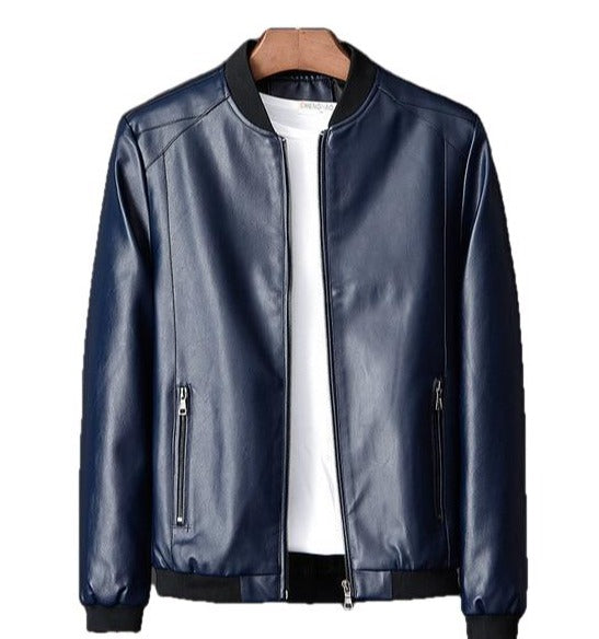 Mens Al Leather Causal Lambskin Bomber Jacket