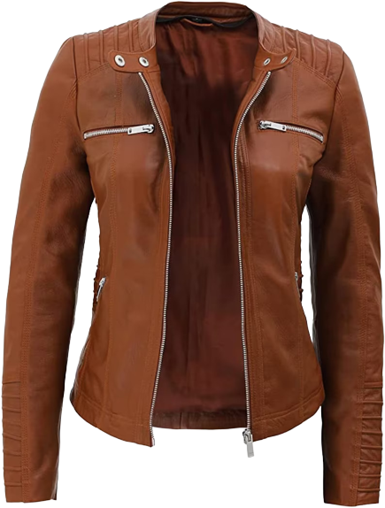 Womens Fianna Genuine Brown Leather Hooded Bomber Jacket