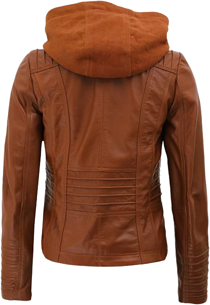 Womens Fianna Genuine Brown Leather Hooded Bomber Jacket