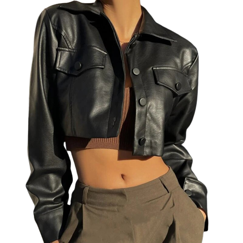 Womens Orsa Genuine Lambskin Leather Short Jacket