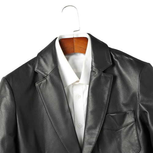 Mens Lawson Front Button Genuine Lambskin Leather Blazer