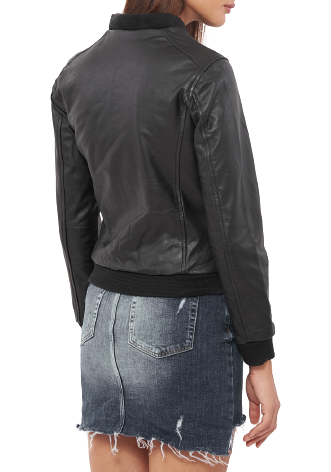 Womens Rachel Genuine Lambskin Leather Bomber Jacket