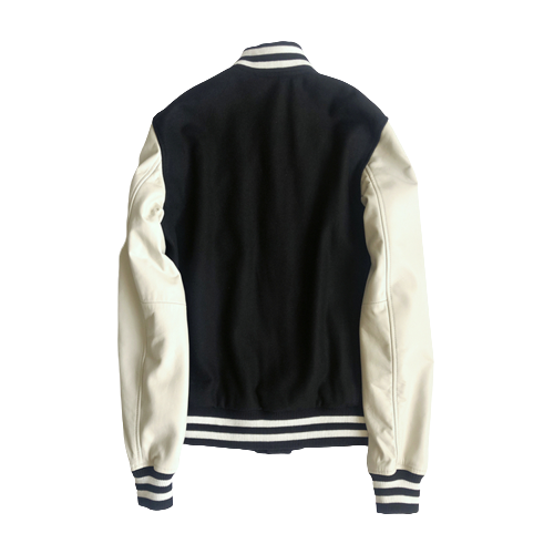 Mens Farley Genuine Cow Leather and Wool Varsity Jacket